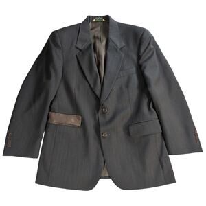 Y2K Evan Picone Blazer 40L 100 Wool Brown 2 Button Sport Coat Made In USA